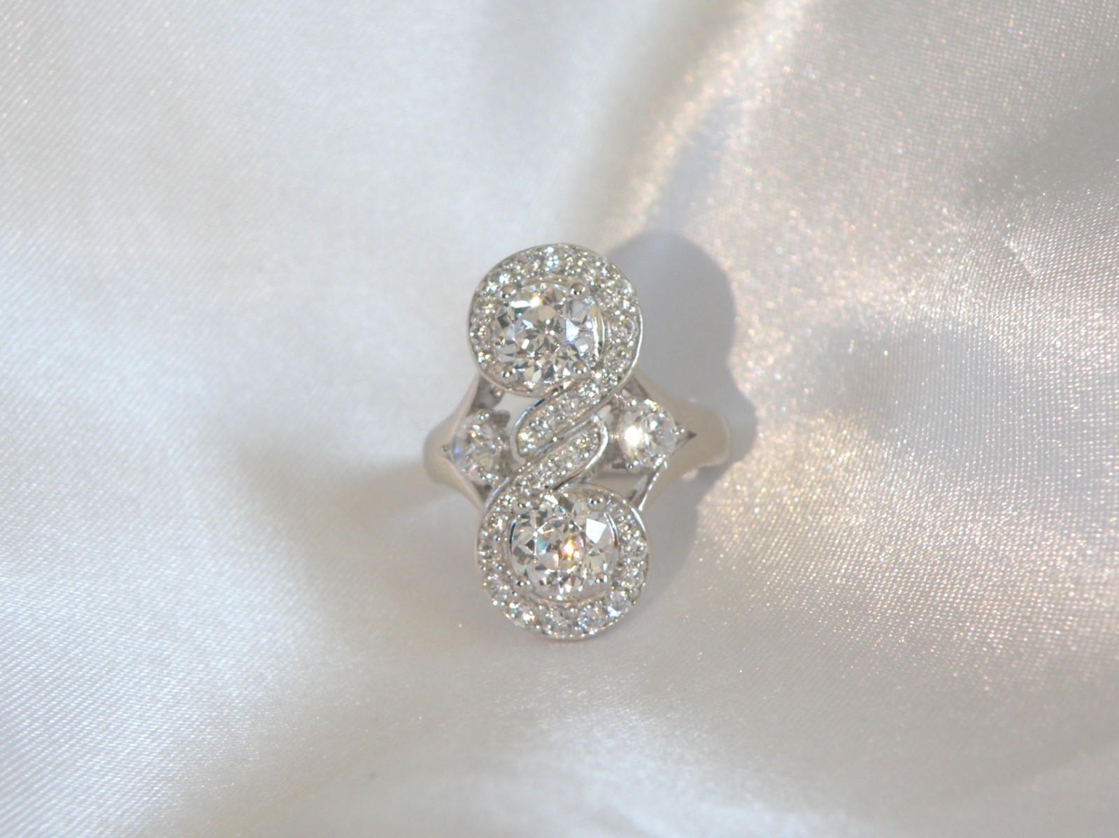 Vintage Sterling Silver 925 CZ Large Antique Style Ring Size 6
