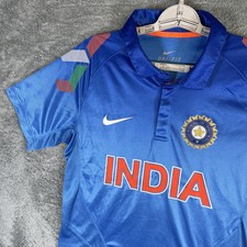 Nike Cricket India Jersey Mens Small Blue SS Polo Performance Wicking Connor