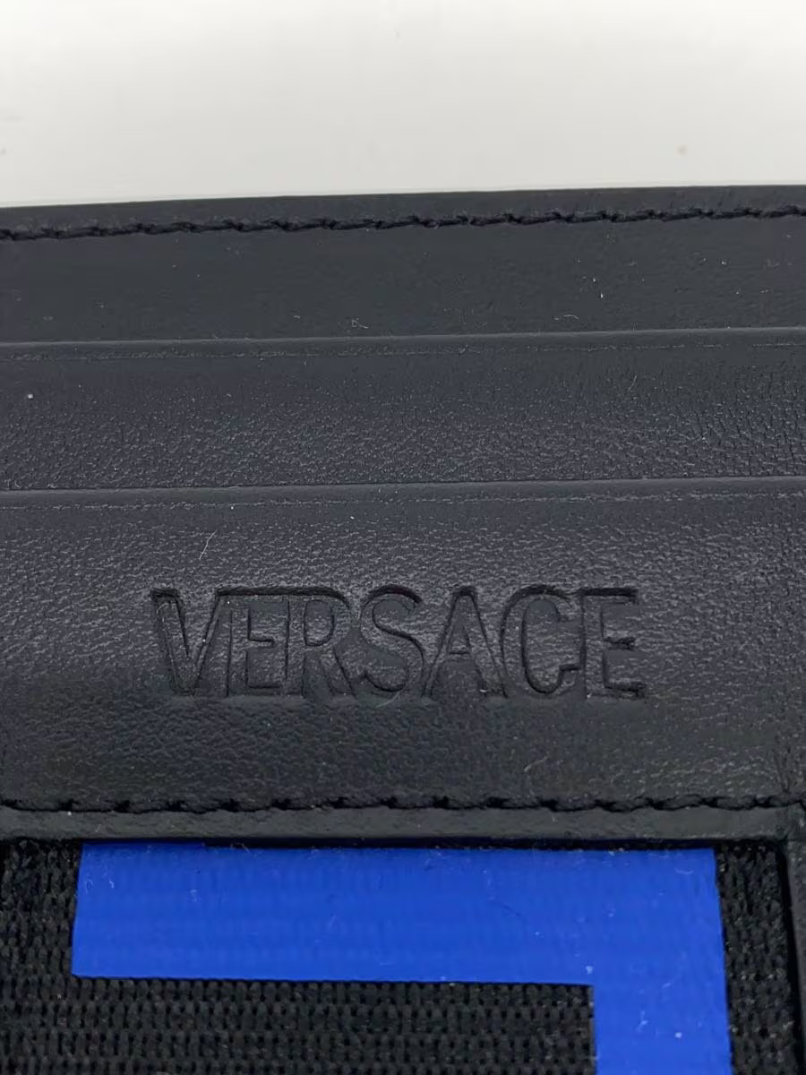 VERSACE Men's Leather Card Case, Black, Solid Color, 1012219 1A088606 thumbnail 3