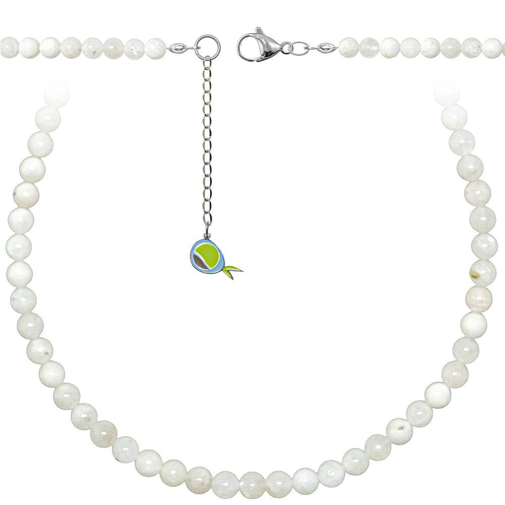 Collier en pierre de lune blanche à perles rondes 6 mm en longueur 70 cm