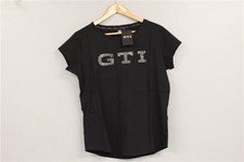 GTI Collection Damen schwarzes T-Shirt Large Pearl-Print Logo Casual Fit Tee