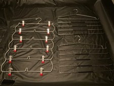 Vintage Metal Hanger Lot 3 - 6 Tier skirt/Pant Foldable w Clips  2 5 Tiers