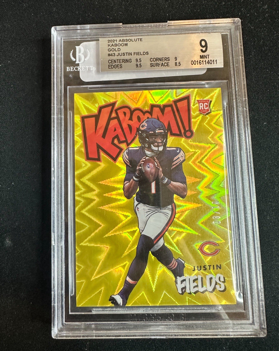2021 PANINI ABSOLUTE KABOOM! GOLD #K43 JUSTIN FIELDS /10 BGS 9