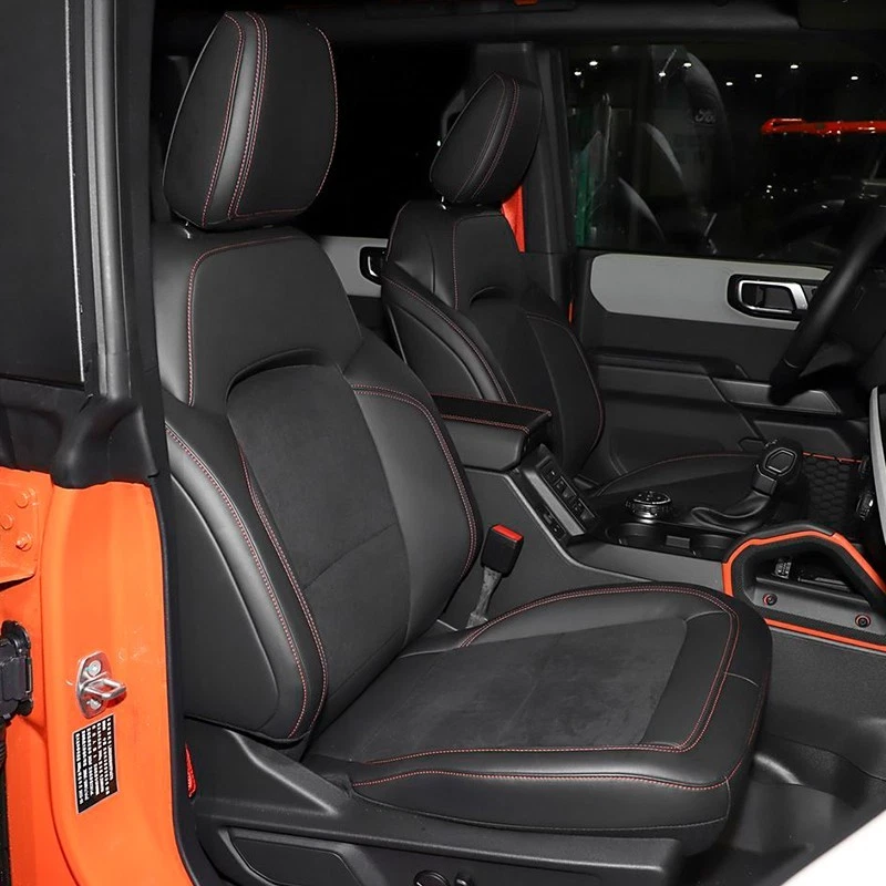 FUNDAS DE CUERO PARA ASIENTO DE COCHE PERSONALIZADAS MOTOPTES PARA FORD BRONCO 2021-2025 IMPERMEABLES Foto 3 de 4