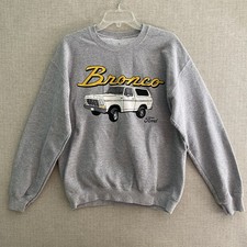 Ford Bronco Sweatshirt Crewneck Gray Double Logo Long Sleeve Mens L Pullover