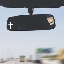 Religious Cross Vinyl Decal Sticker Rearview Mirror Car Truck Christian Set of 2