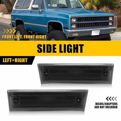 2X Smoked Front Side Marker Light Housing for 1981-1991 GMC Chevy Pickup Truck H