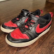 NIKE Court Borough Low 2 BQ5448-007 Boy s 2Y Black Chicago Red Shoes Sneakers