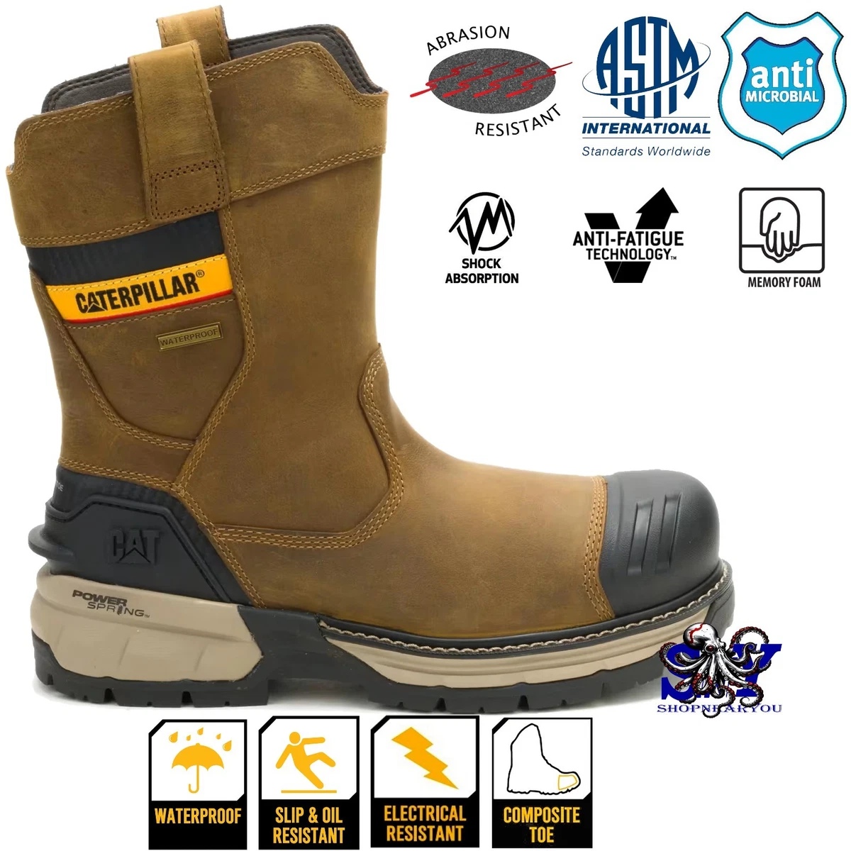 Caterpillar Stormers 6 In. Yellow Rubber Waterproof Boots T1470 Men 8.5 Women 10 IMG_6488.jpg?v=1759430983 main image 4