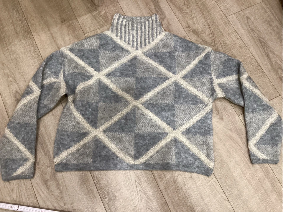 Mango Pullover Gr. S, Neu ohne Etikett, Grau- Beige, Stehkragen - Bild 3 von 4