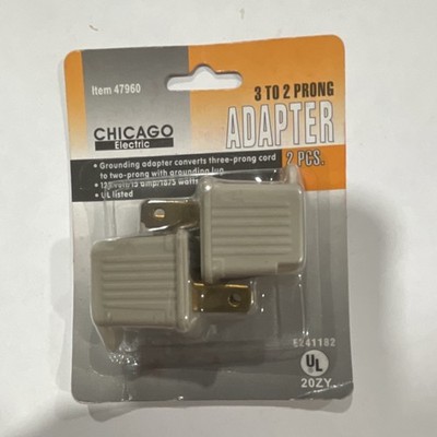 Chicago Electric 3 to 2 Prong Adapter 2pcs Grounding Lug 15A Beige