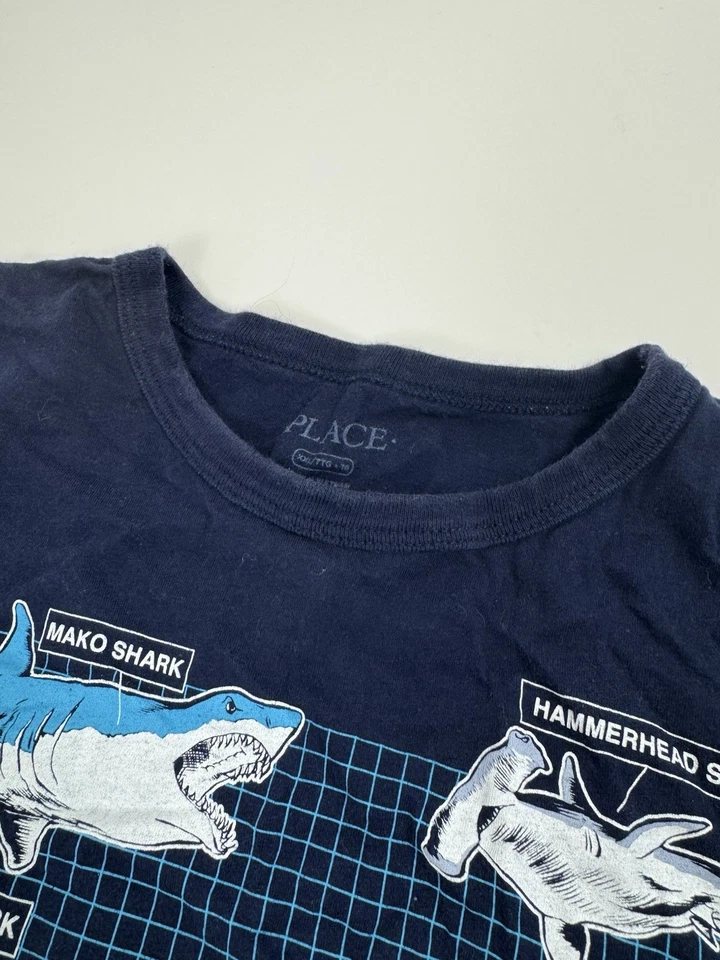Camiseta PLACE con Gráfico de Tiburón para Niños XXL 16 Manga Corta Azul Marino Foto 2 de 4