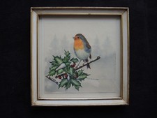 Nach Karl Schicktanz - Rotkehlchen mit Ilex im Winter