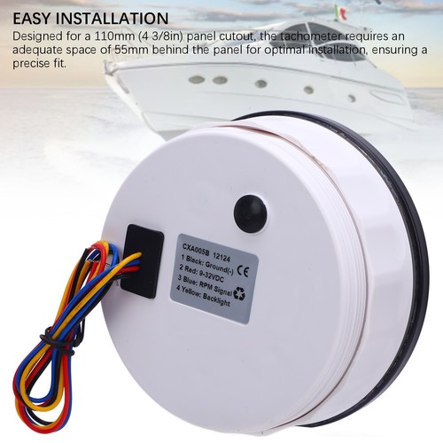110mm Tachometer Portable Enhanced Visibility Anti Crack Boat RPM Gauge - Picture 13 of 24