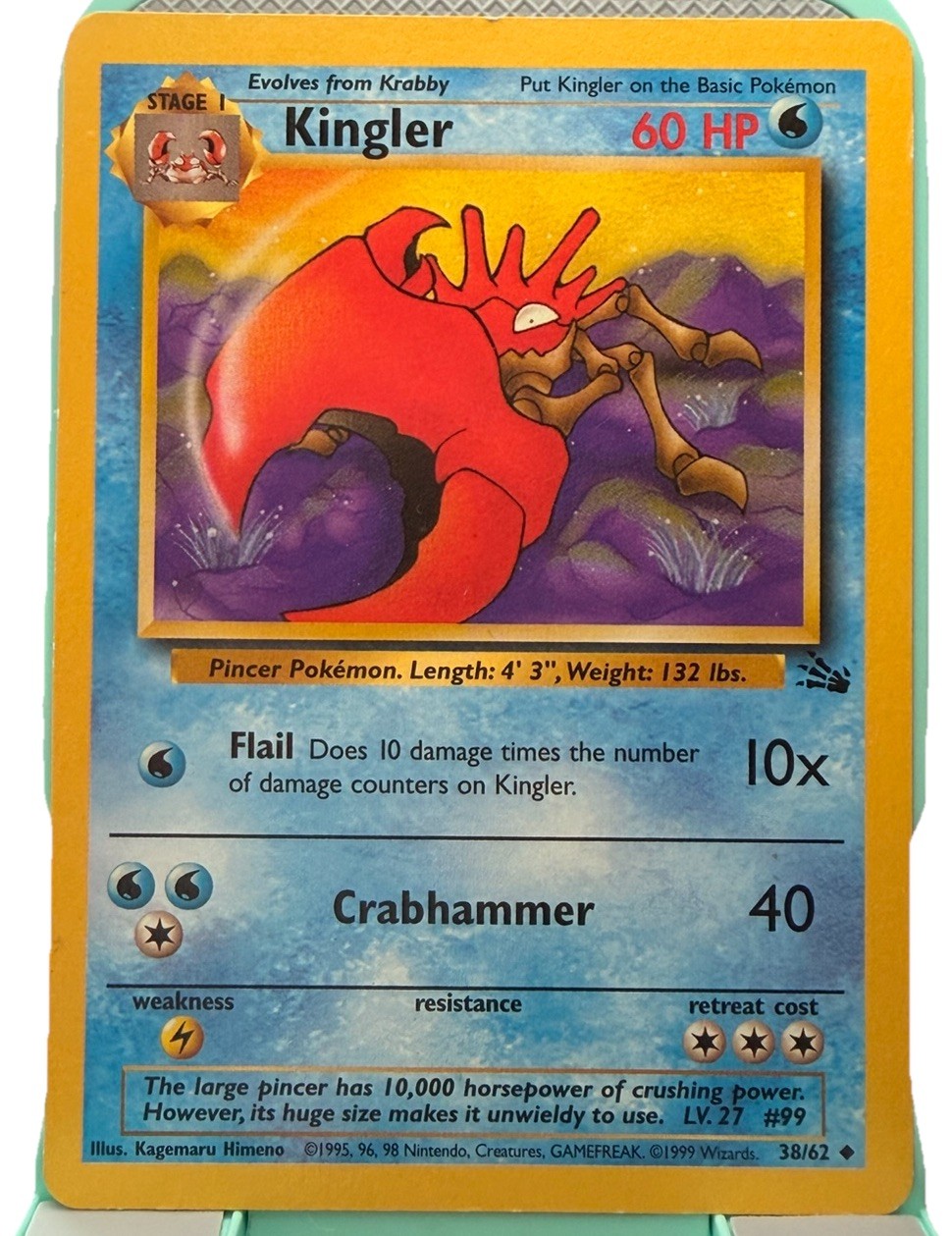 Pokemon TCG Fossil Kingler 38/62 Regular Uncommon English Stage 1 1999