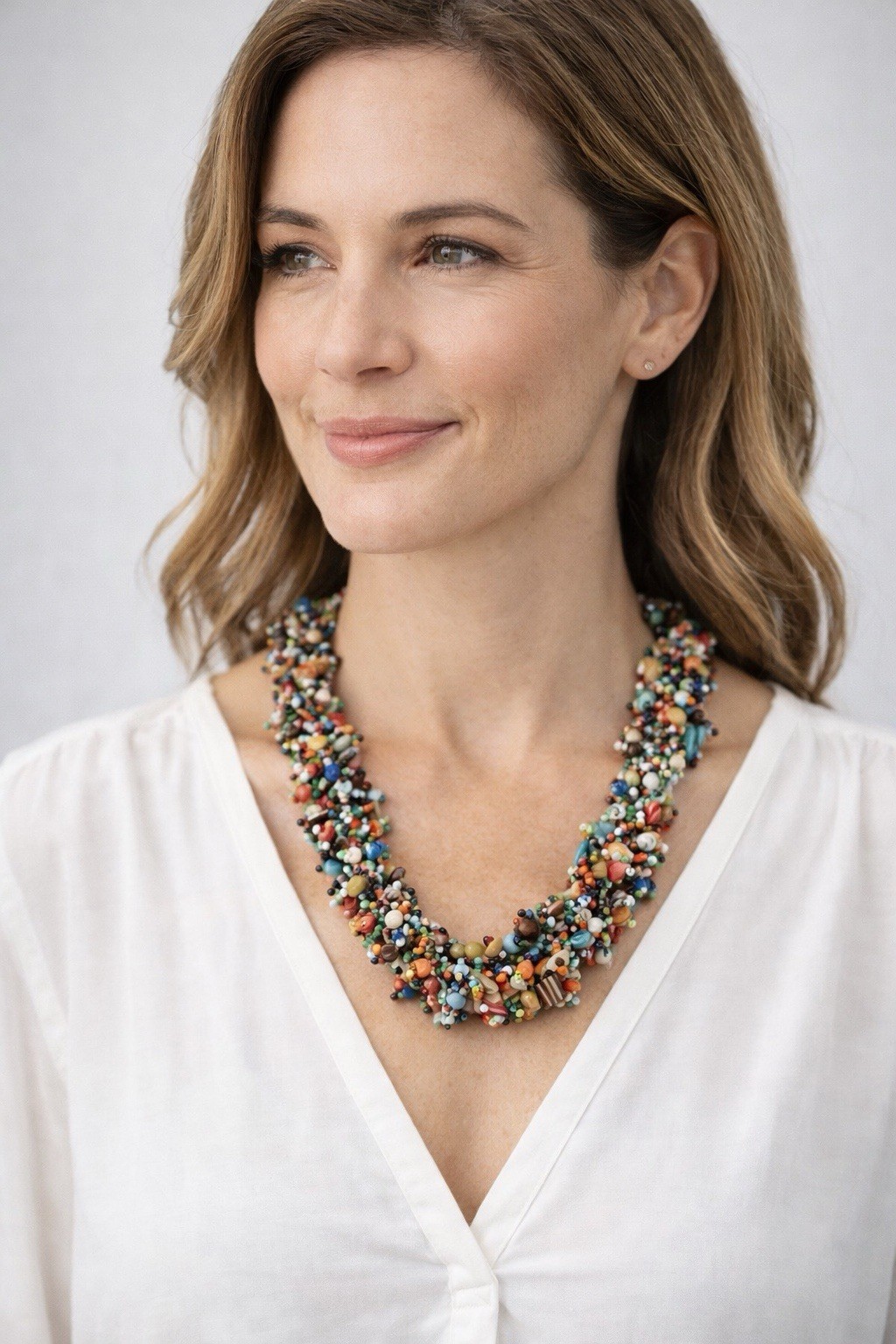 Beaded Statement Necklace Multicolor Jewelry Arti… - image 1