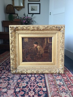 Alfred Dixon Antique 19th Century Oil Painting of a Peasant Boy Stealing Wine