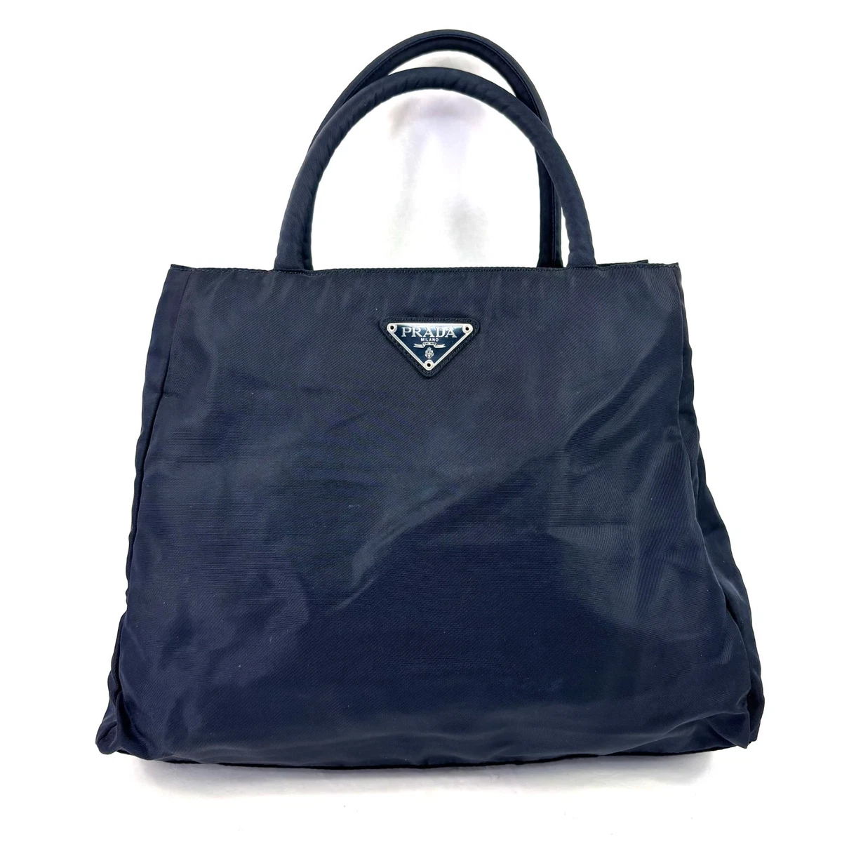 PRADA プラダ バケツ型 ハンドバッグ デニム ブルー ポーチ（赤）付き