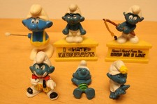 Lot Of 6 Vintage Smurf Figures, 1970's and 1980's, Good Condition