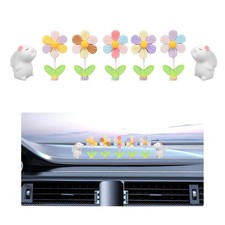 7 Pcs Cute Bunny Car Mirror Accessories Shaking Spring Flower Dashboard Decor 7 Pcs Cute Bunny Car Mirror Accessories Shaking Spring Flower Dashboard Decor