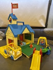 Vtg 1989 Spectra My Little Schoolhouse Carry Along Playhouse, Bus, Playground 6p