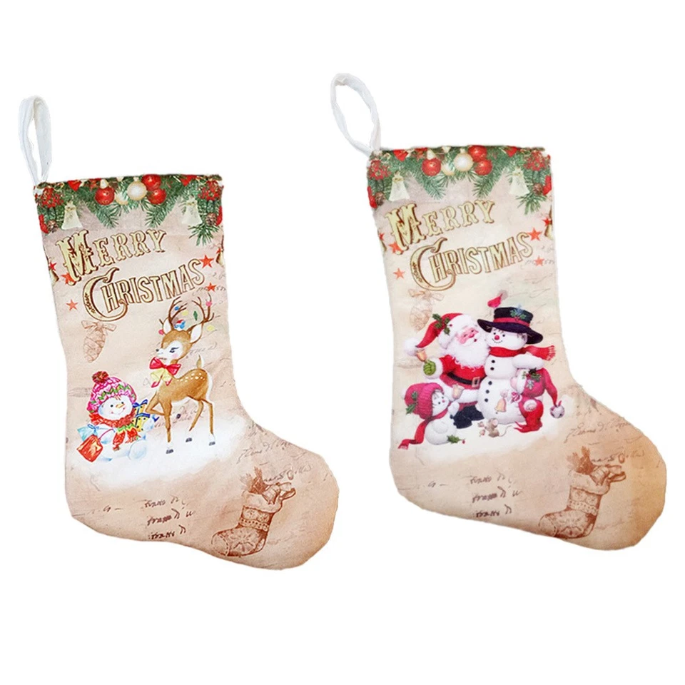 2 Pcs Christmas Stocking Goodie Bag Storage Bags Pendant Tree Ornament