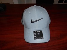 Men's Size M/L Nike Club Cap Structured Swoosh Hat Dri-FIT Grey Black Dad Cap