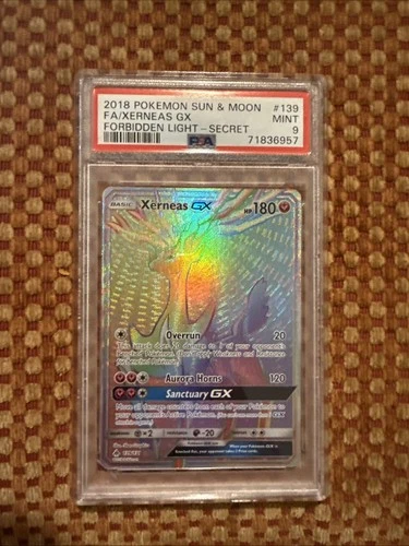 2018 Pokemon Sun & Moon Forbidden Light Xerneas #139/131 PSA 9