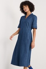 Seasalt Women's Regular Fen Violet Denim Midi Dress Mid Wash