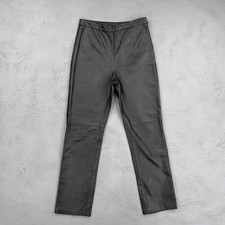 Vintage 1990s Clio Black Genuine Leather High Waisted Pants Fit 28 x 29