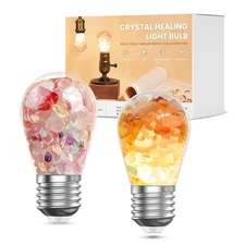 2 Pack Natural Raw Crystal ST45 E27 Healing Bulb - Handcrafted Energy Cleansi...
