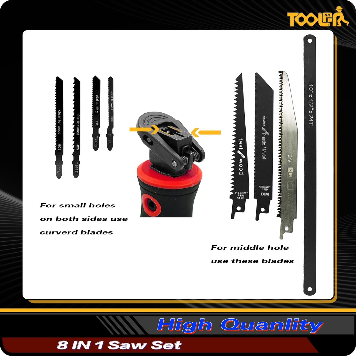 8in1 Hand Saw Multi Blades Drywall Cutter Long Hacksaw Quick
