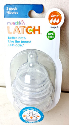Munchkin Latch 6 Month Nipples Stage 3 SEALED New in Package 2 Pack
