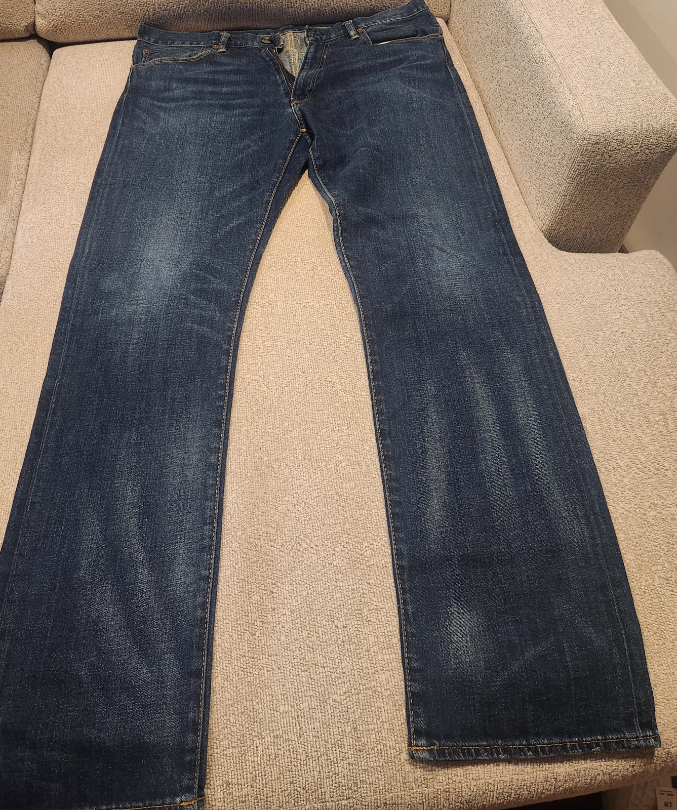 Polo Ralph Lauren Jeans Mens 38x36 Dark Blue The Hampton Relaxed Straight Denim