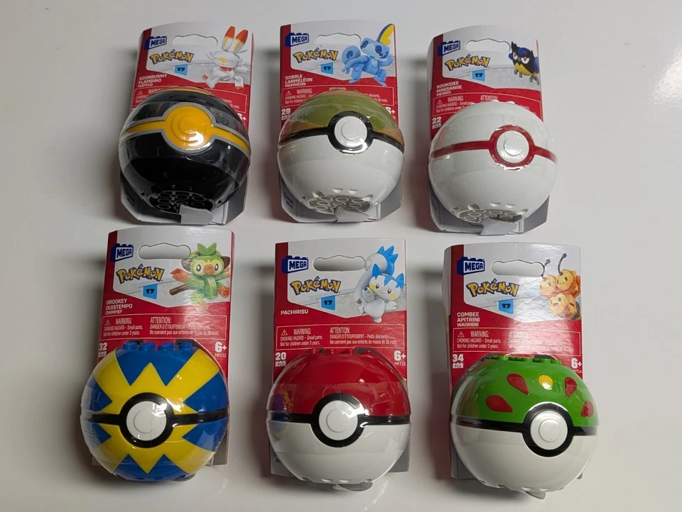 Pokemon Mega Construx Pokeball Series 17 Set Of 6 Scorbunny Combee Sobble + More - Image 3 of 3