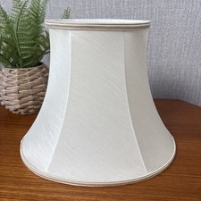 Vintage Oval Ivory Slub Silk Gold Trim Table Lampshade