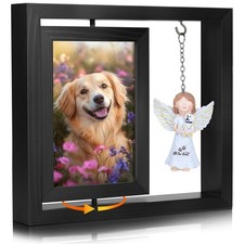 Dog Memorial Gifts for Loss of Dog, Rotating Wooden Picture Frame with Resin ...