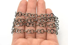 Gunmetal Plated Rolo/Flat Circle Cable Chain - 7mm, Sold by the Foot