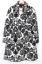 DESIGUAL Weißer Damenmantel EU38 Beige Samt Barock Jacquard Baumwollmischung