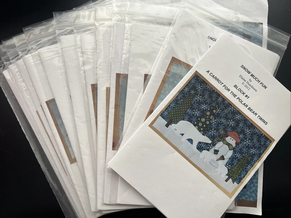 Snow Much Fun Block Of The Month Quilt Patterns Jan-Dec Winter Snowmen 1-12 Set - Image 2 of 2