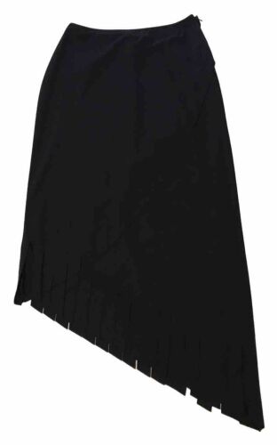 Vtg Cachet Midi Fringe Skirt Women 4 Black Asymmetrical Draping Gypsy Goth Punk