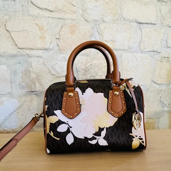 Michael Kors Aria 35s8gxas5b Small Satchel Crossbody Brown