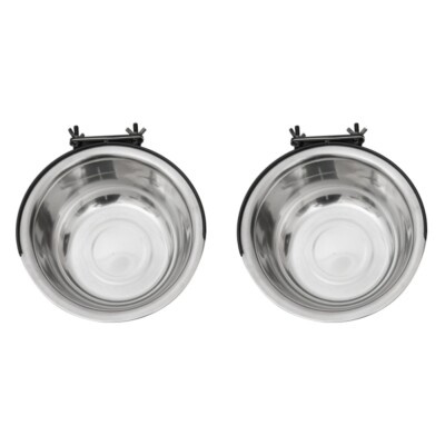 2 Pieces Sturdy Metal Dog Toilet Bowl Crate Bowls Hanging Water Feeder