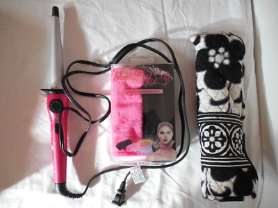 REMINGTON PINK 1'' CURLING IRON W/BAG & 2 MAKE-UP/FACIAL CLEANSING CLOTHS SOFT!!!