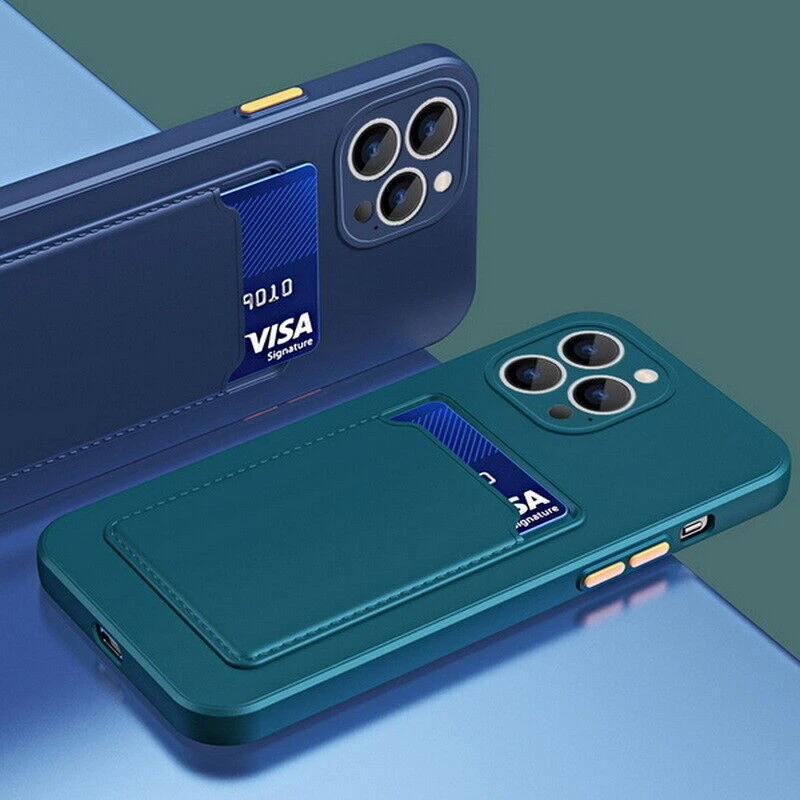 Durable Silicone Wallet Phone Case for iPhone 11 12 13 14 15 Pro with Card Holder