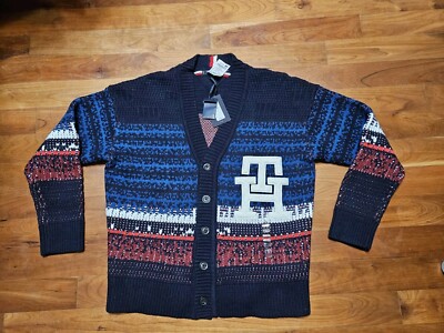 Tommy Hilfiger Men's Large Ombre Textured Stripe Cardigan