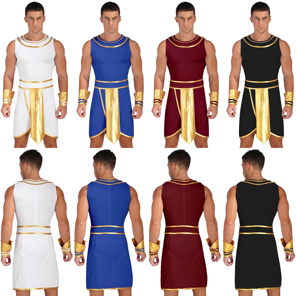 Men's 3 Pieces Mr Toga Cosplay Costume Set Greek Roman God Robes with Wristband - Image 2 of 4