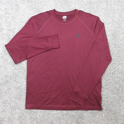 Roots Shirt Mens Medium Red Long Sleeve Performance Pullover Light Thumb Holes