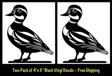 Wood Duck Graphic Two 4x5 Black Vinyl Graphic Decal Car Truck Window Laptop