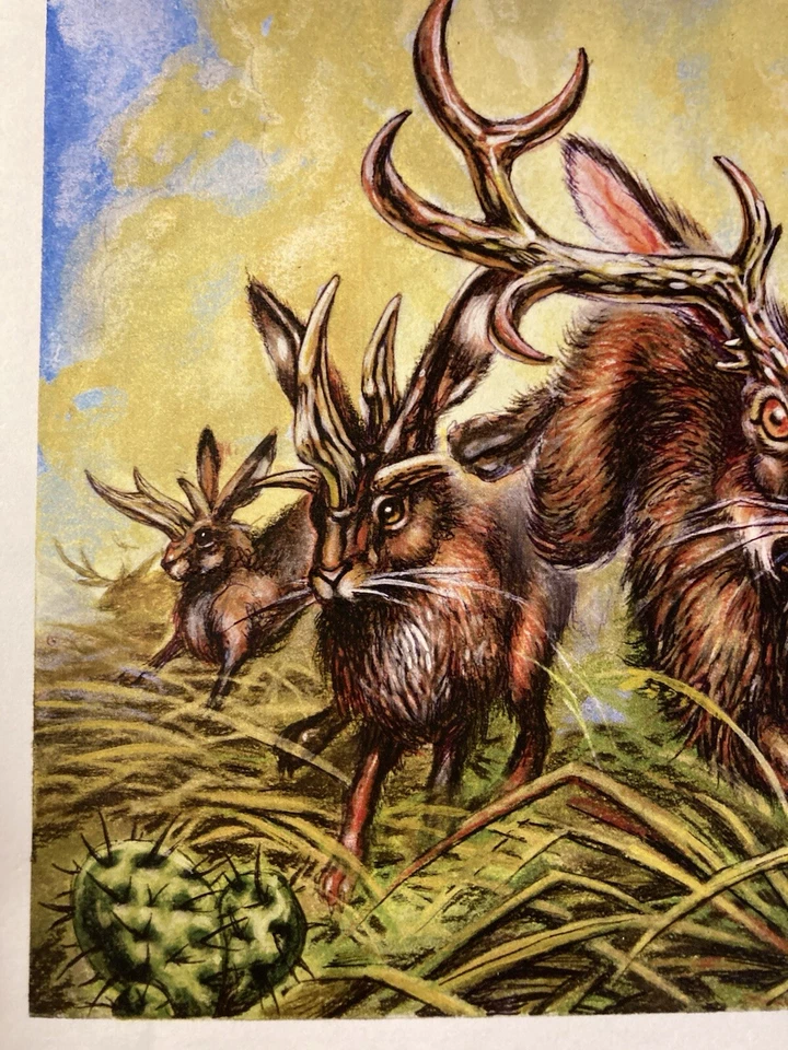MTG✨Artist Signed JACKALOPE HERD Art Print/Card✨Exodus NM/M 1997 R. SPENCER Art - Image 4 of 4